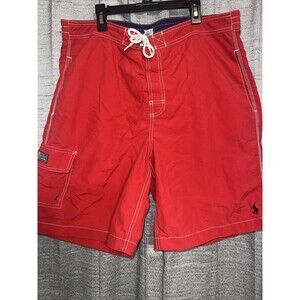 Polo Ralph Lauren Swim Trunks Shorts Mens L Red Blue Nylon Lined Pockets
